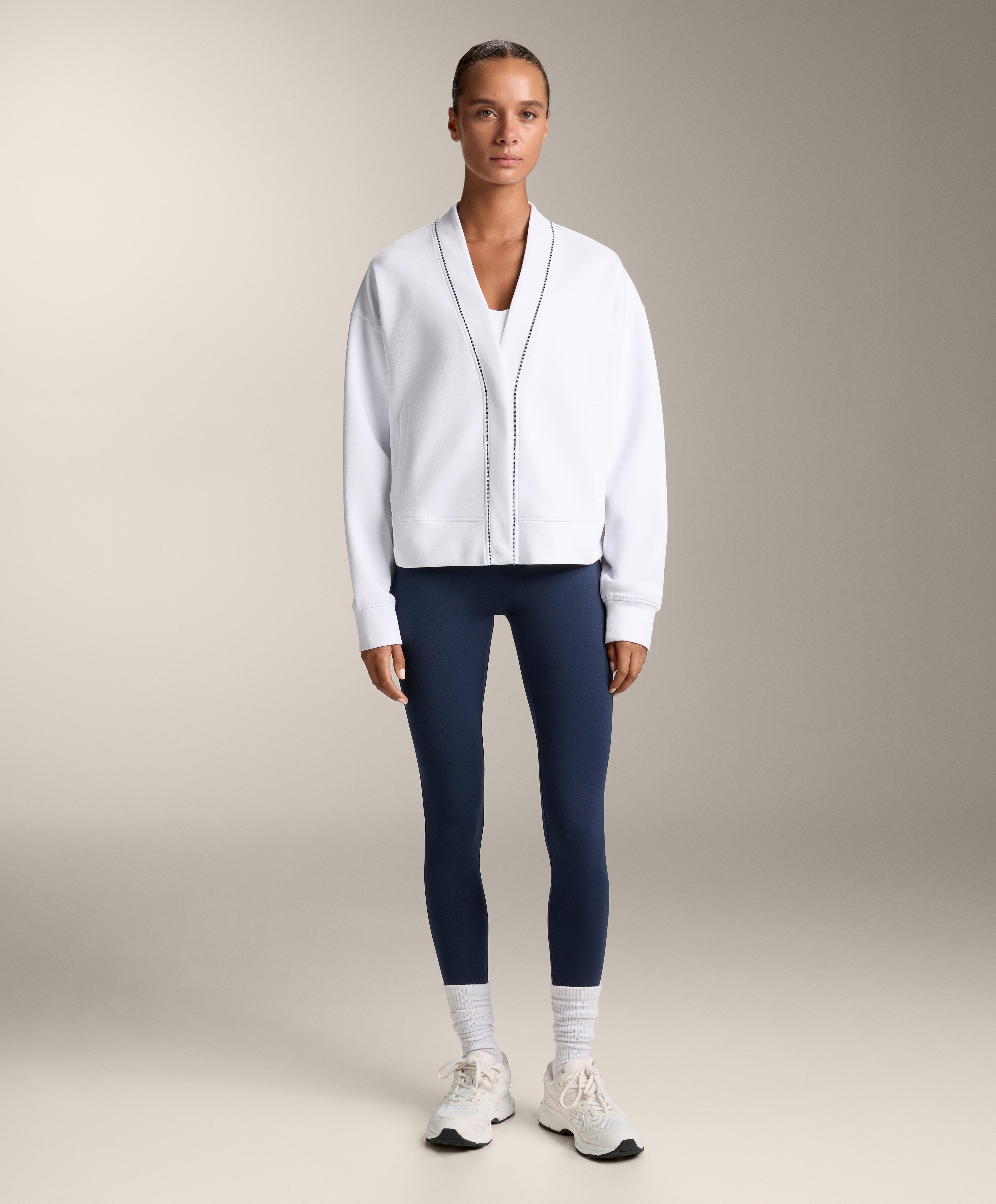 Cotton blend heavy weight piqué cardigan