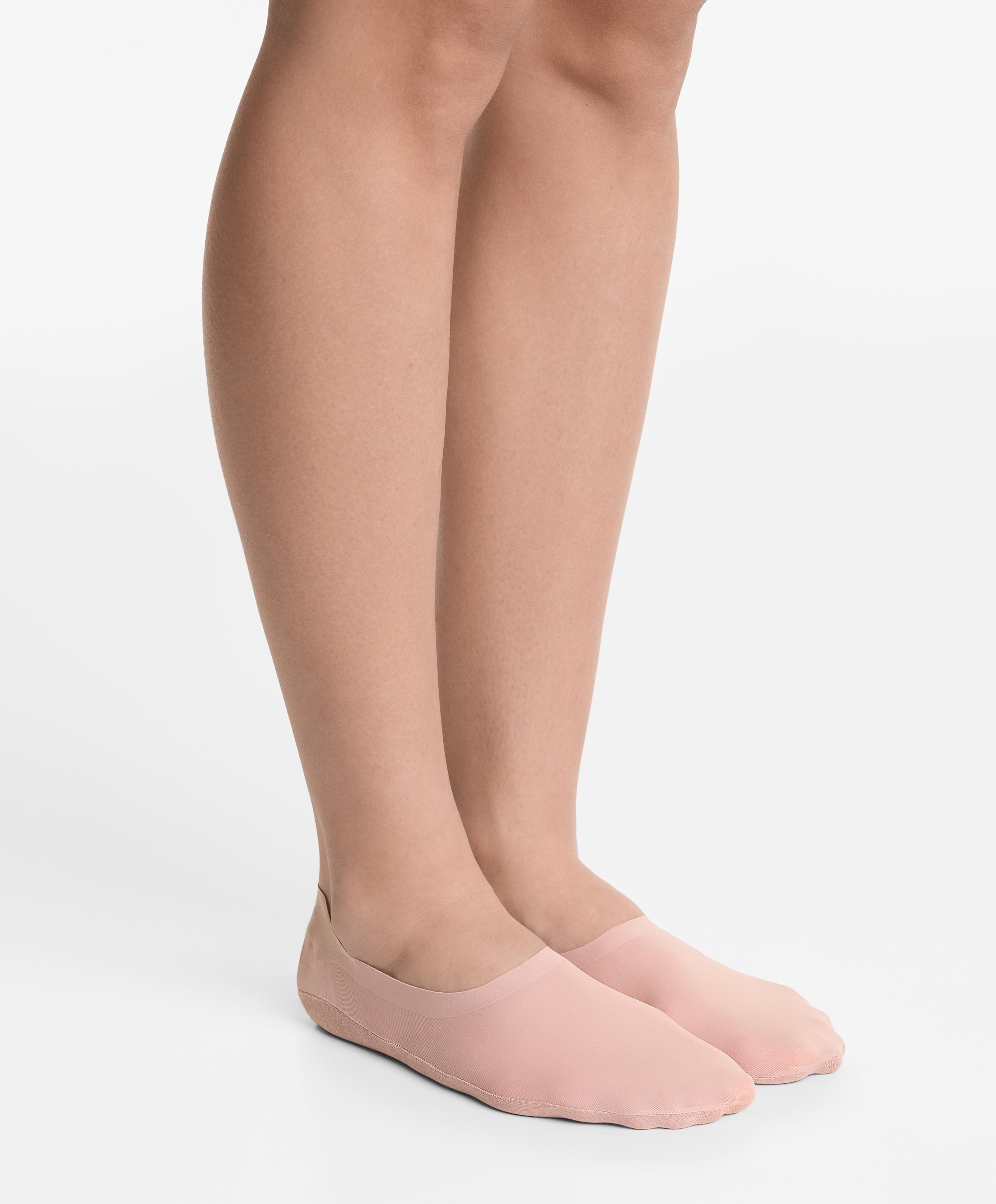 2 pairs of invisible high cut rib socks with microfibre