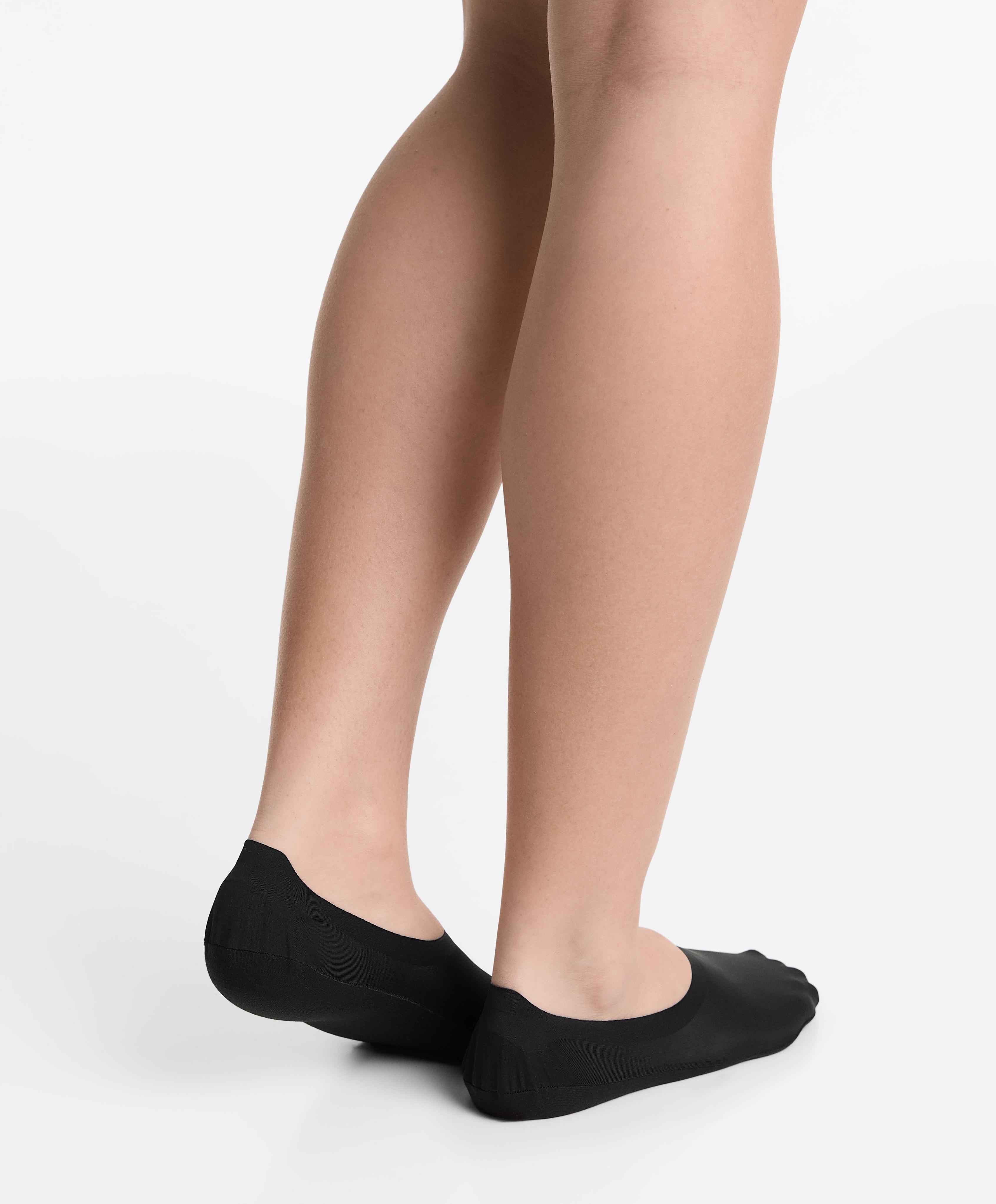 2 pairs of invisible high cut rib socks with microfibre