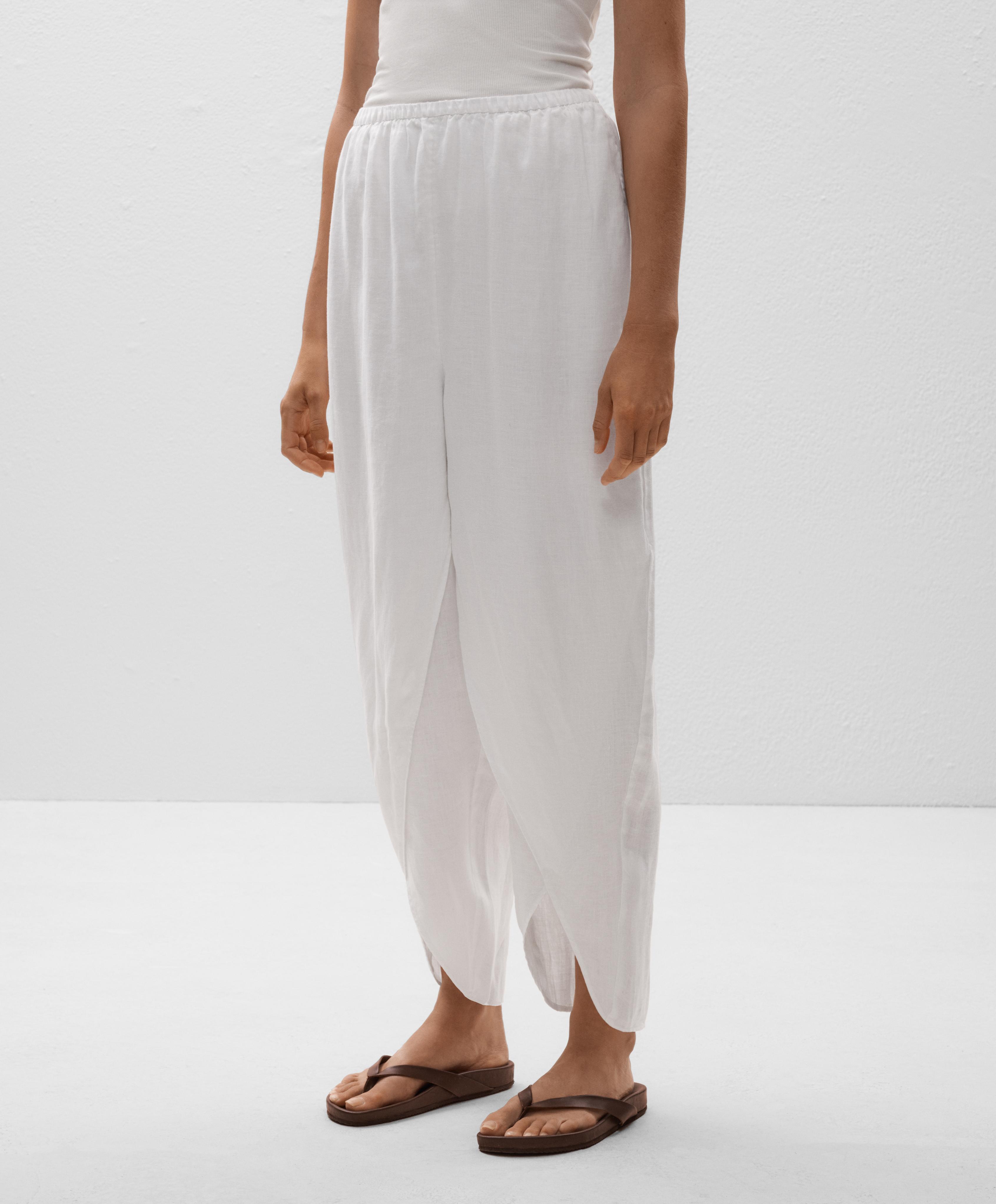 Barrel trousers with round vents 100% linen