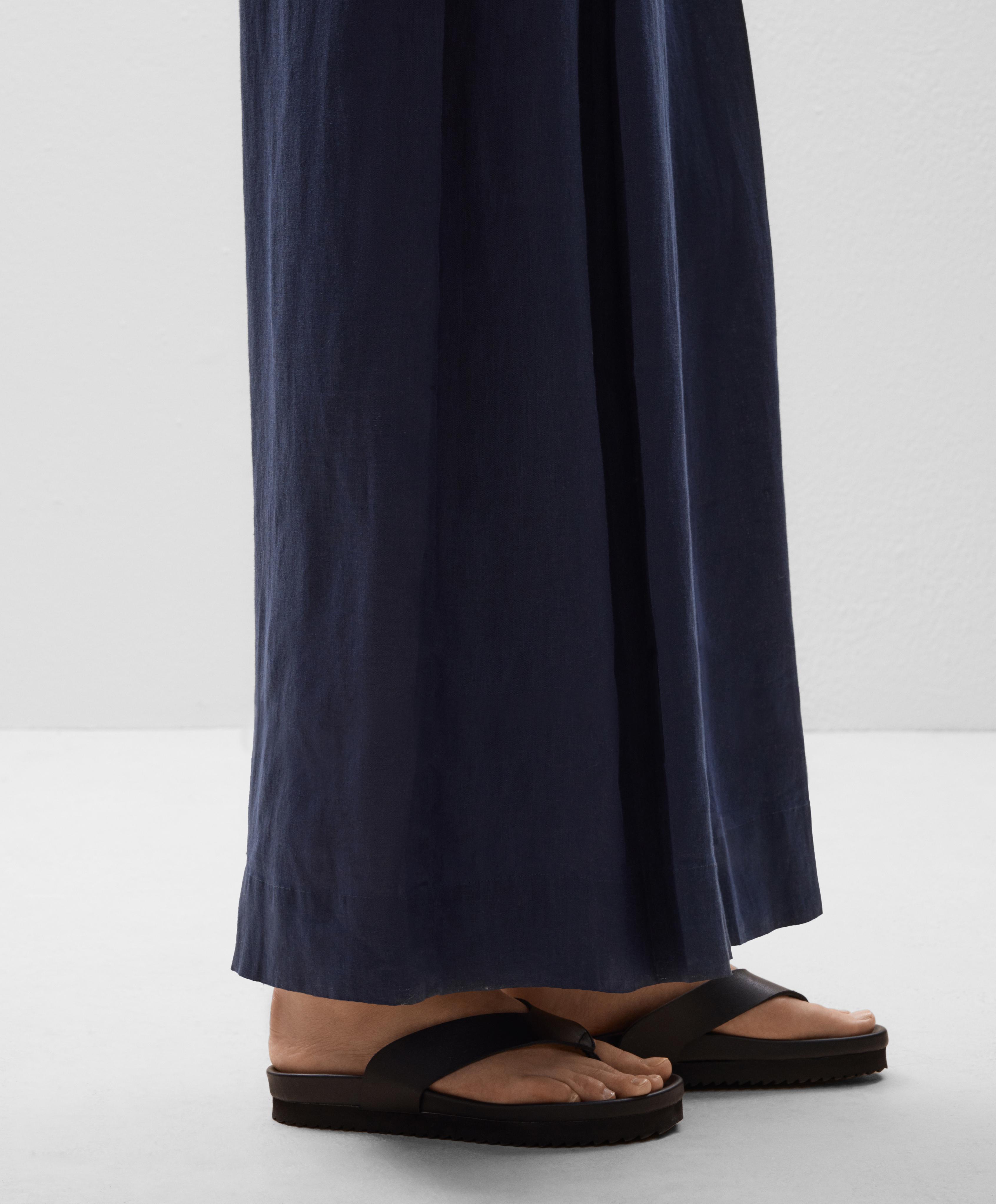 100% linen wide-leg tie waist trousers