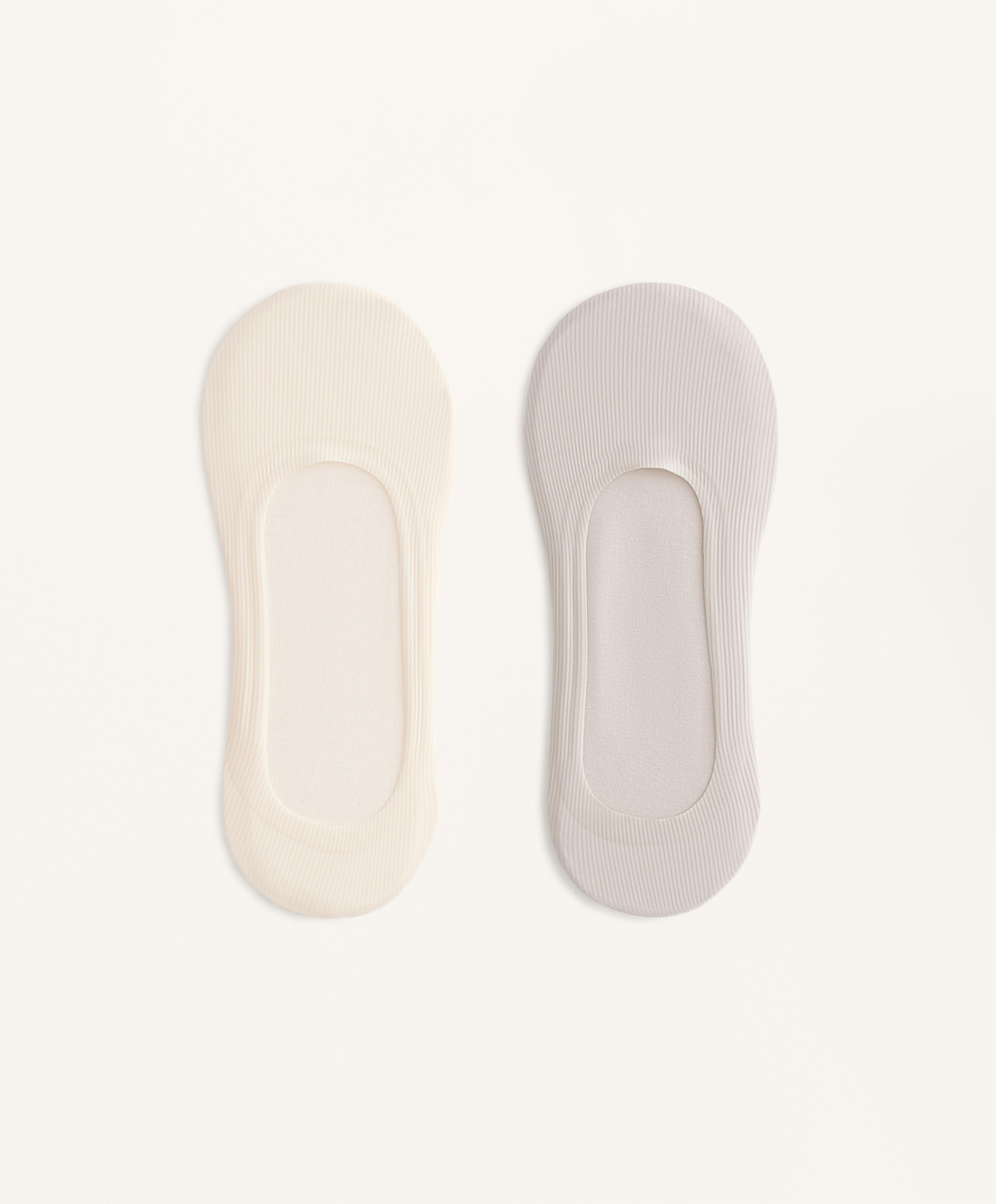 2 pairs of medium cut invisible socks with rib microfibre