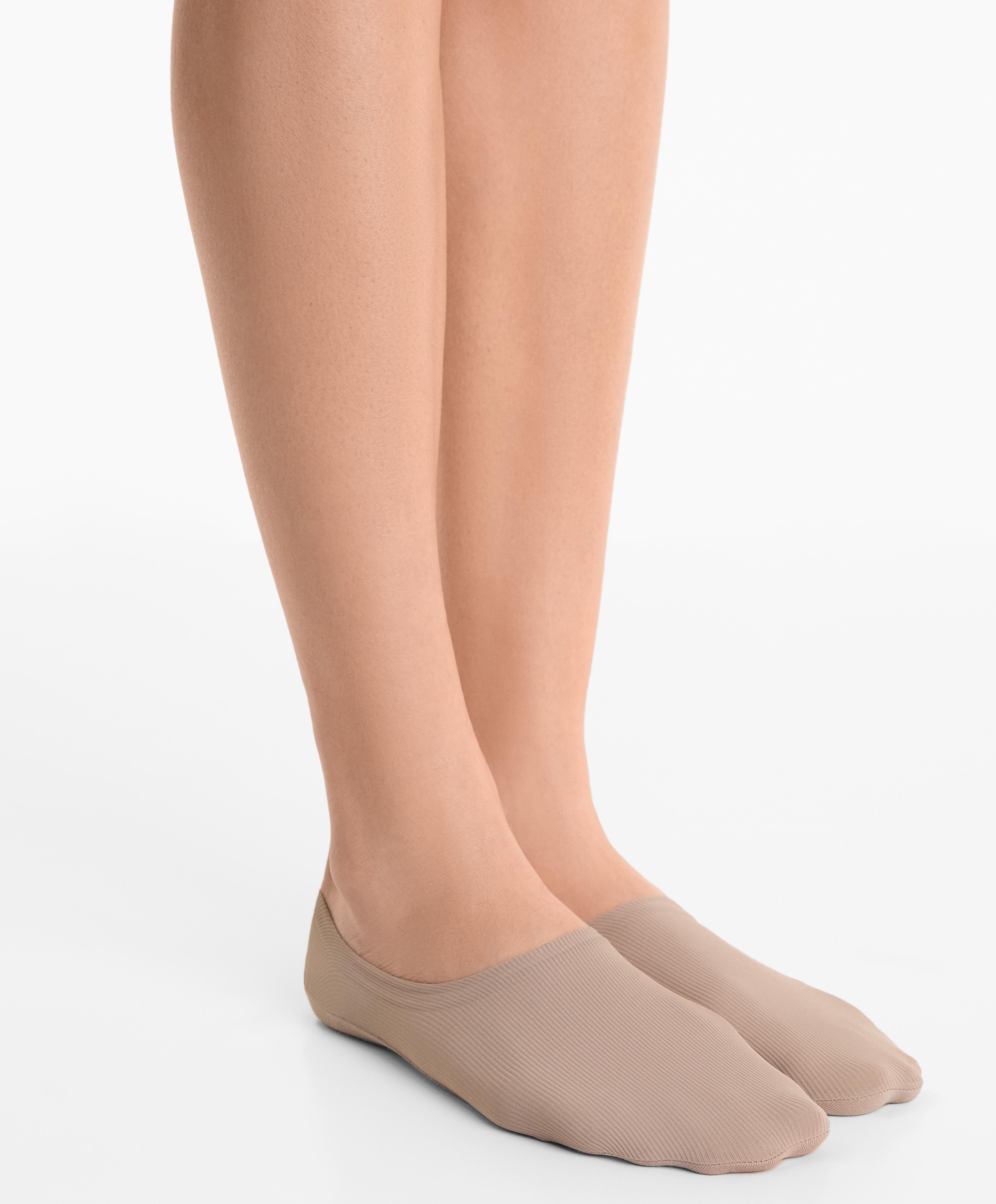 2 pairs of invisible high cut rib socks with microfibre