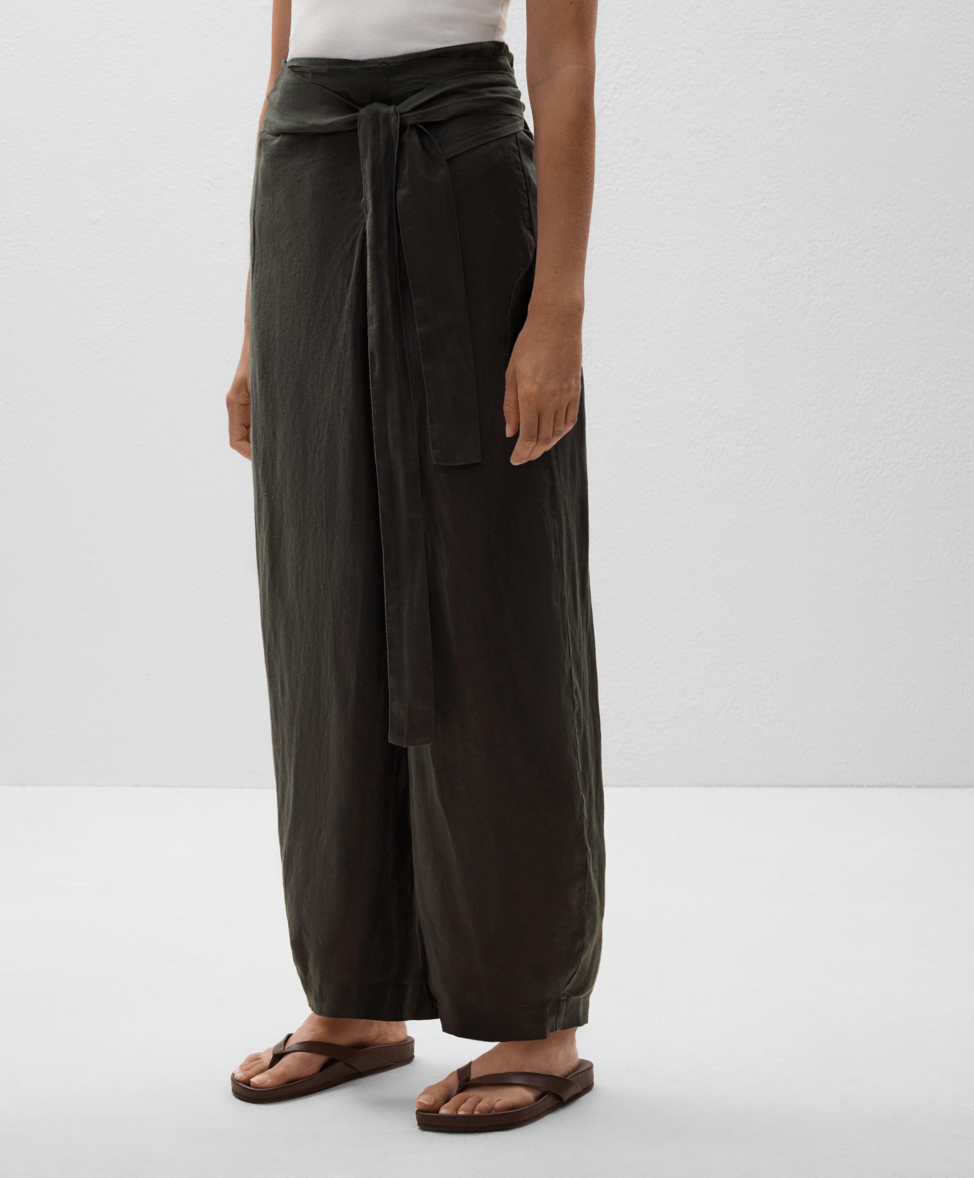 100% linen crossover balloon trousers
