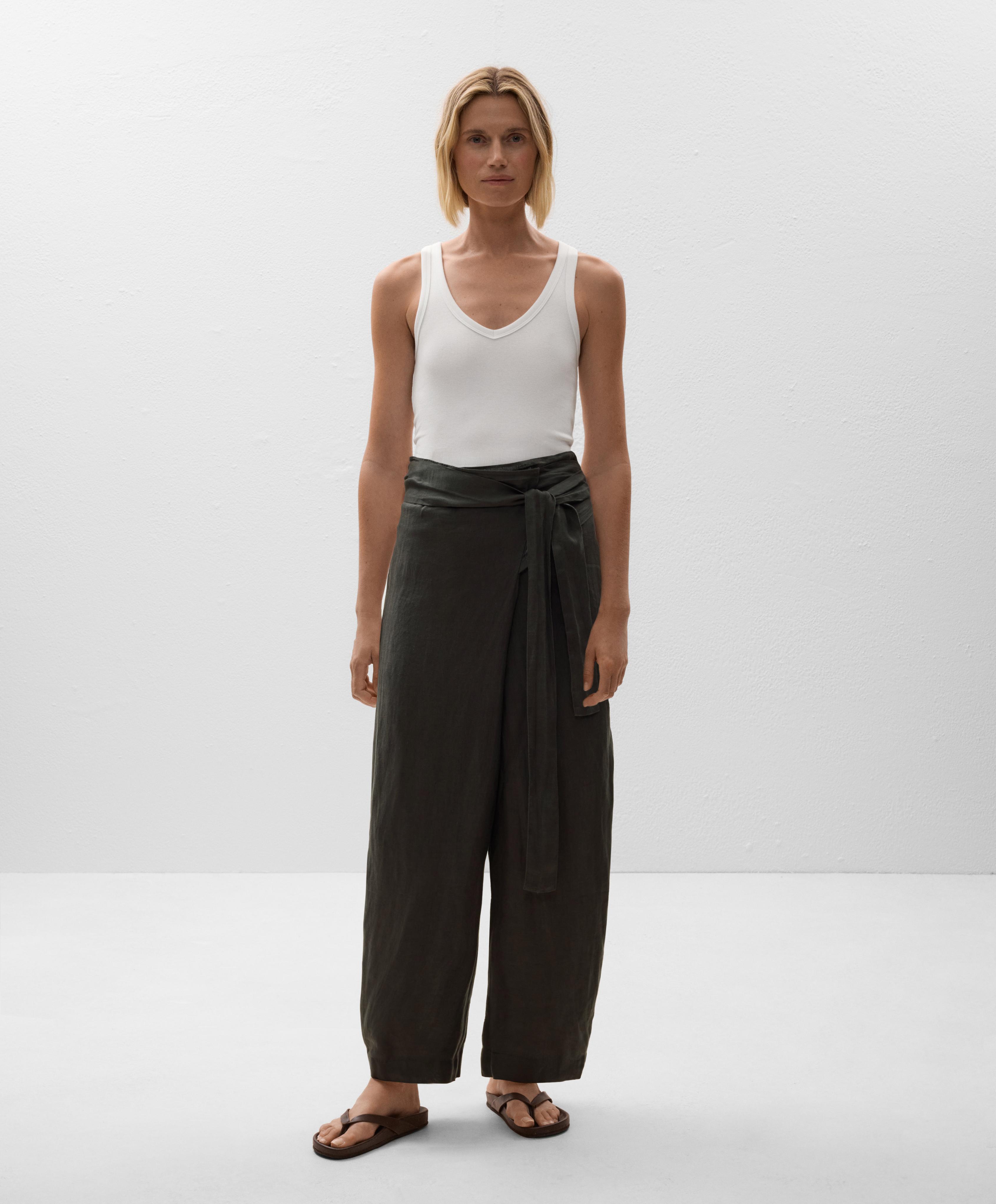 100% linen crossover balloon trousers