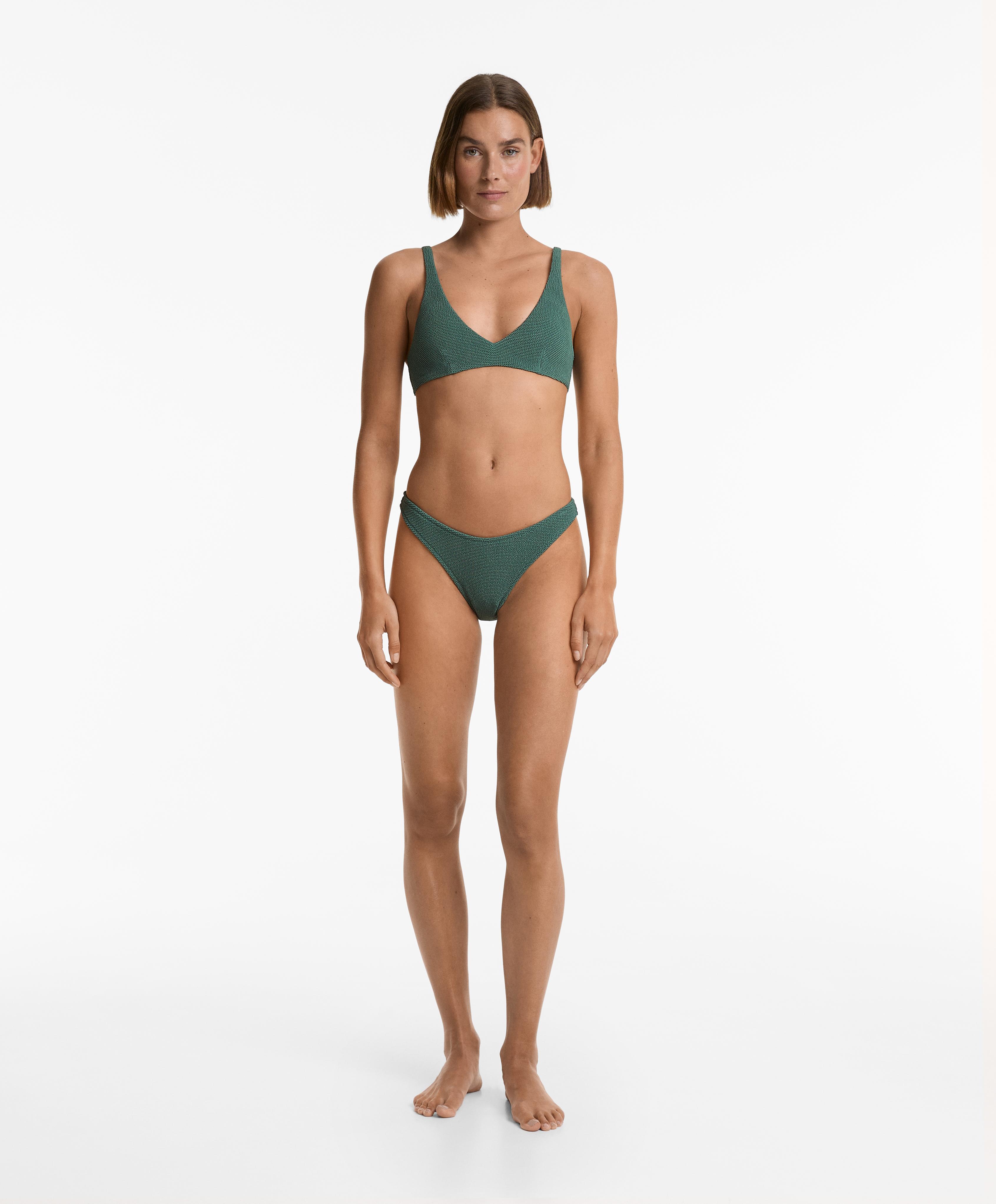 U-Cut Crinkle Mid-Rise Bikini Bottoms