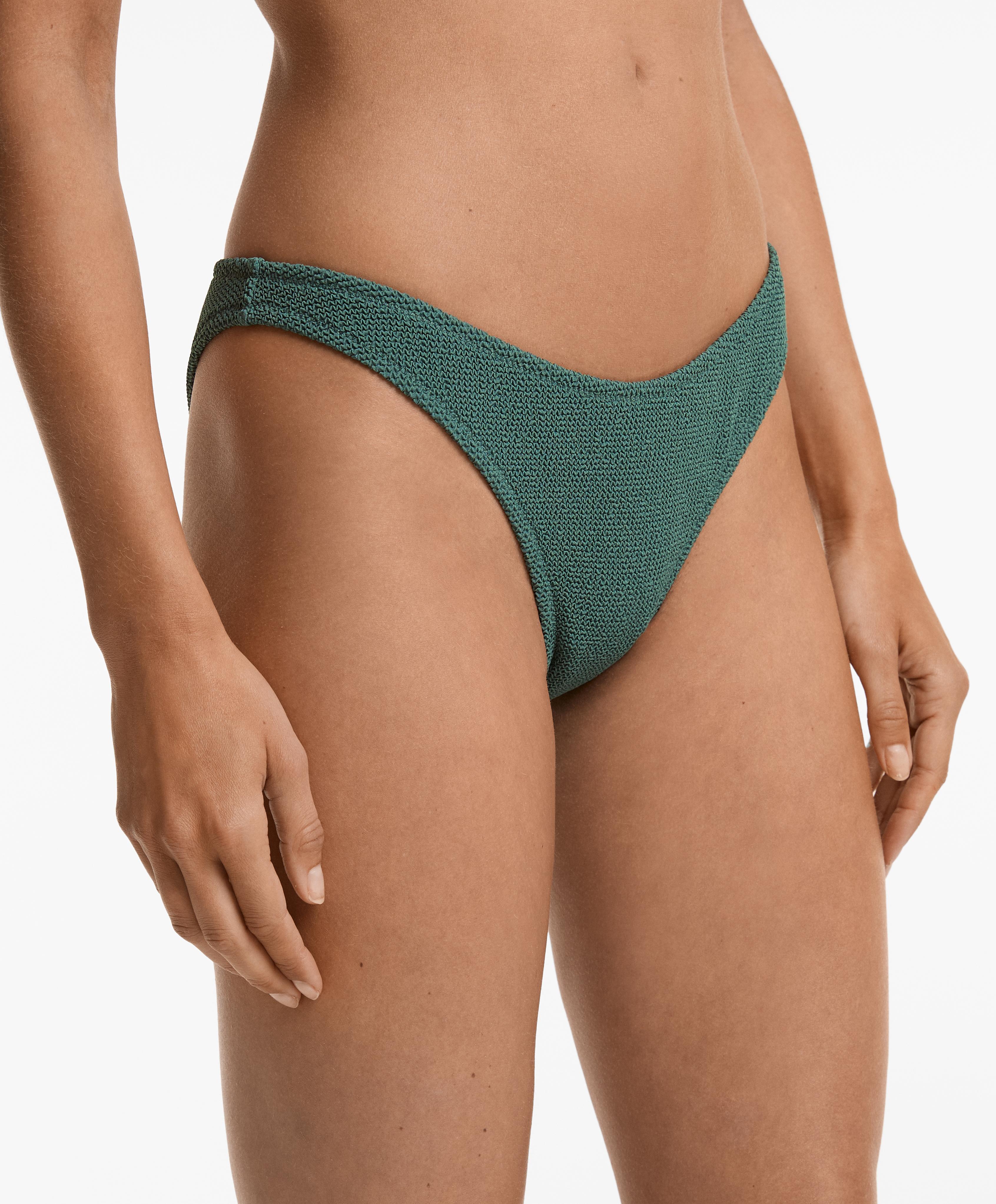 U-Cut Crinkle Mid-Rise Bikini Bottoms