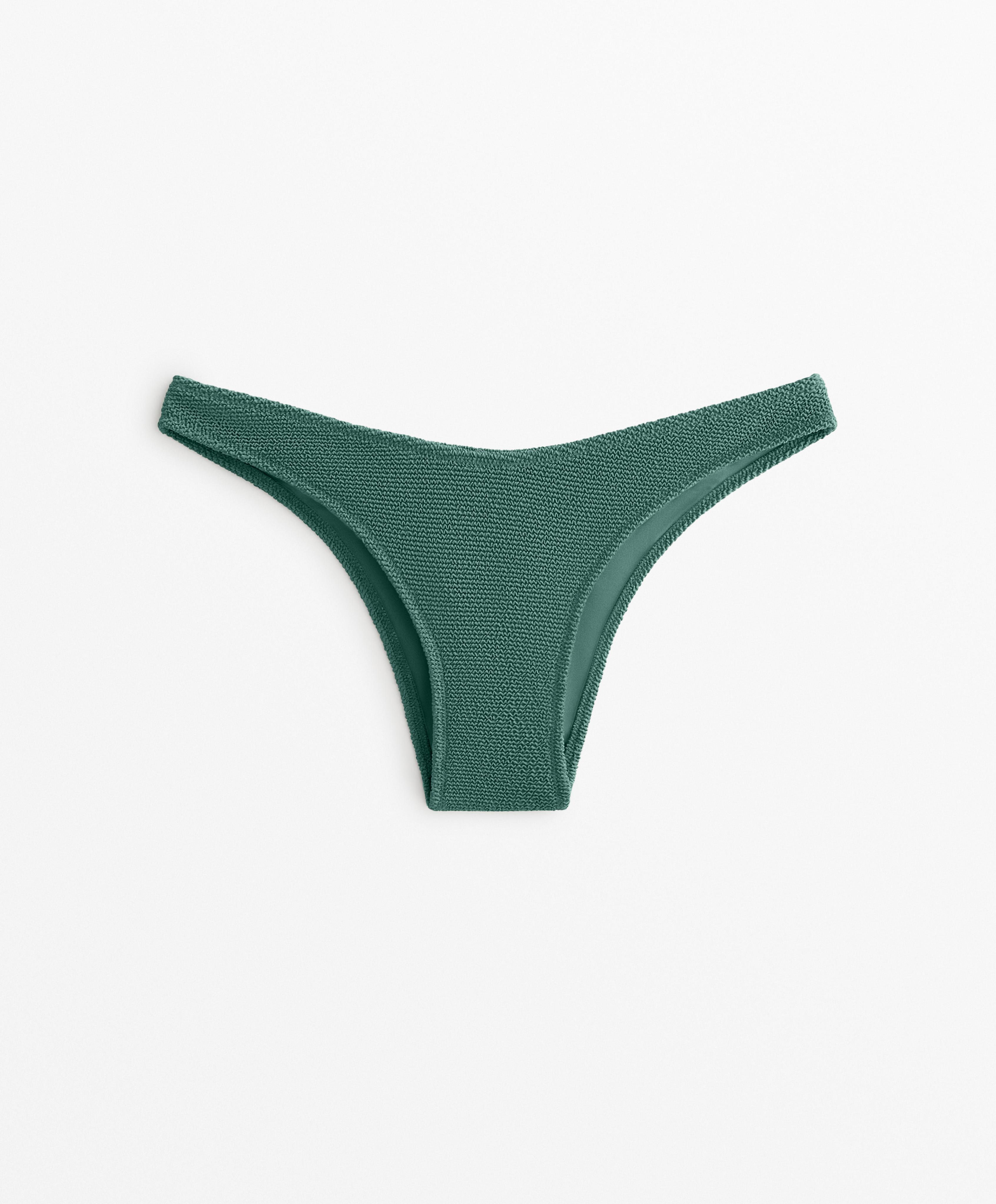 U-Cut Crinkle Mid-Rise Bikini Bottoms