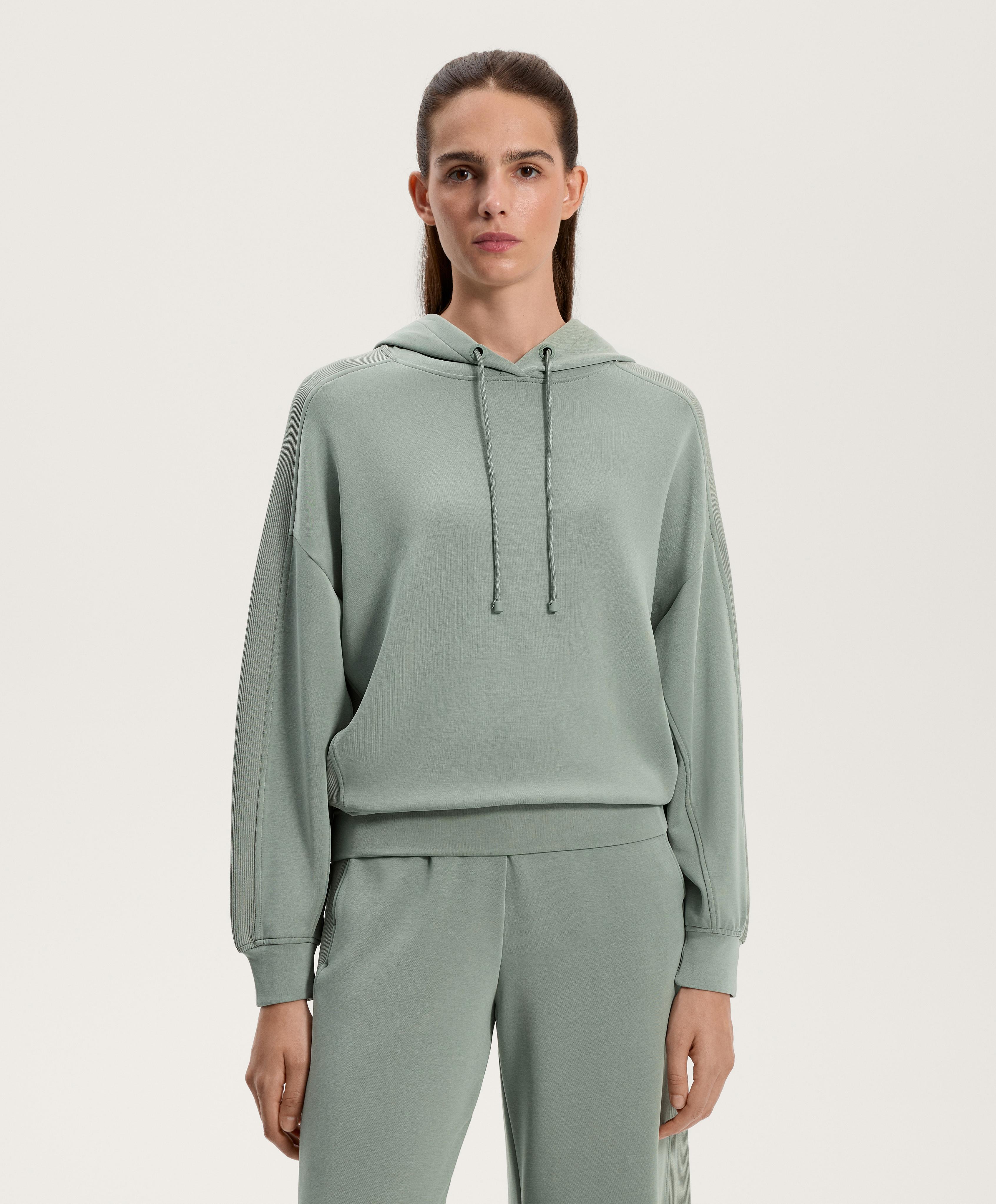 Boxy rib detail hoodie in soft modal