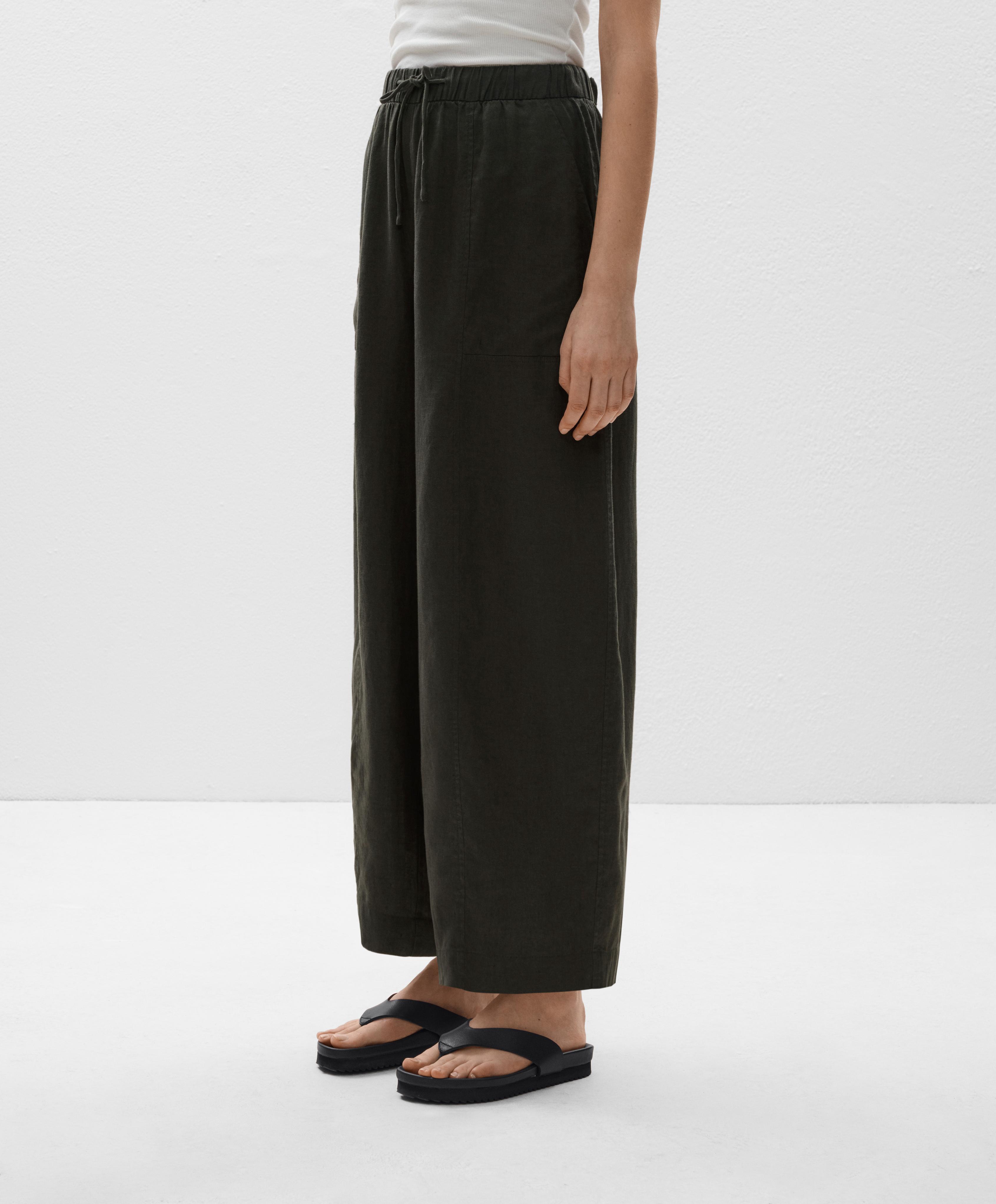 100% Linen Barrel Leg Trousers