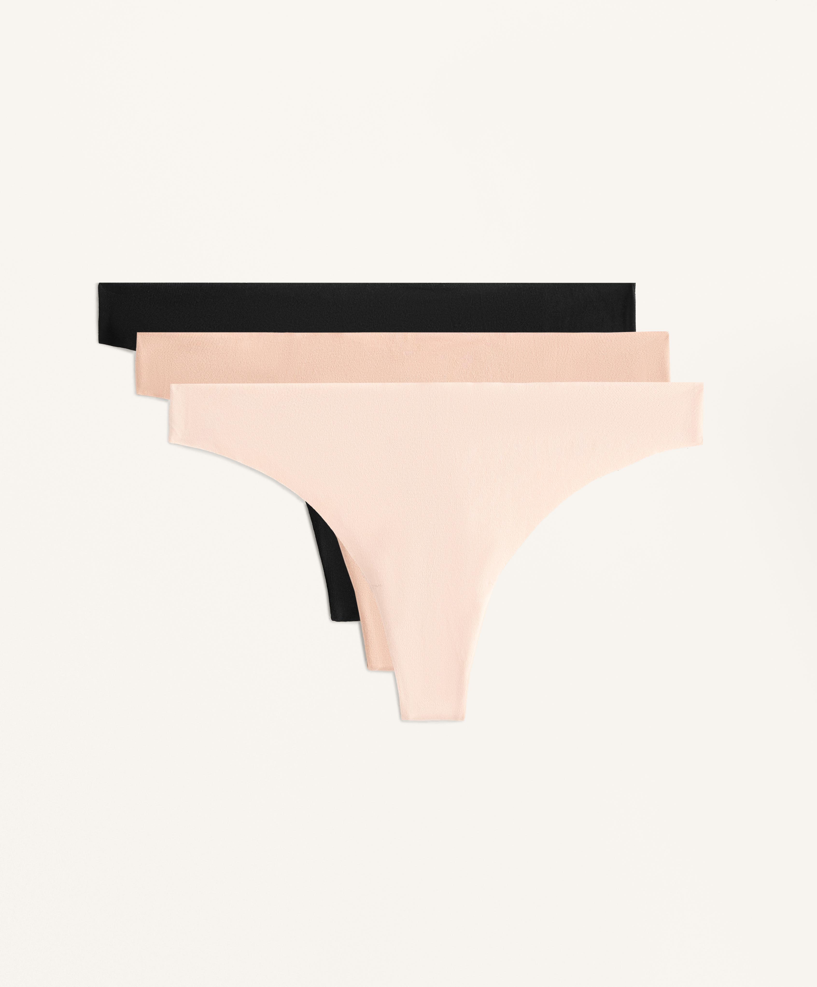 3 invisible cotton blend thong briefs