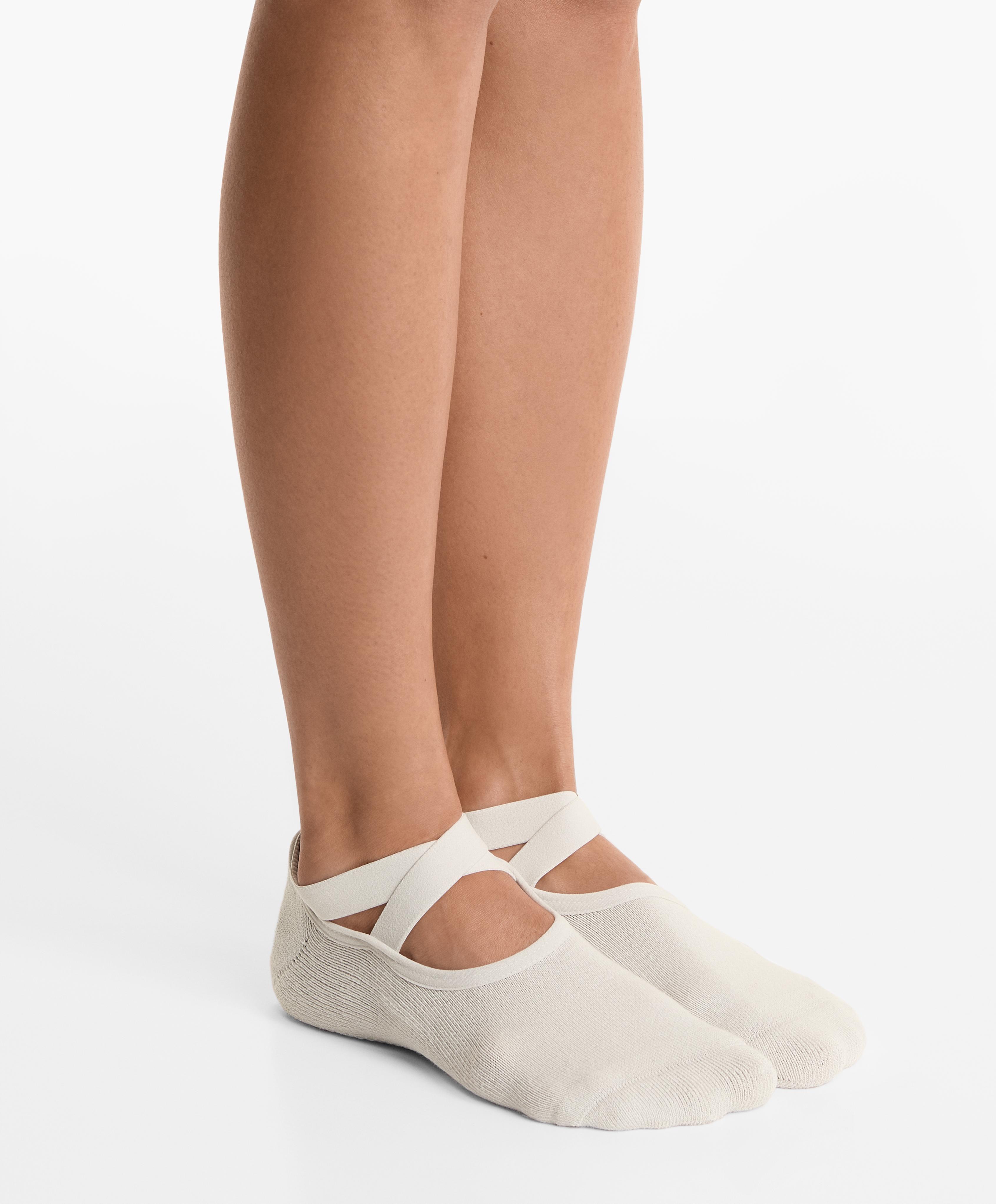 2 pairs of cotton blend yoga and Pilates socks with crossover straps