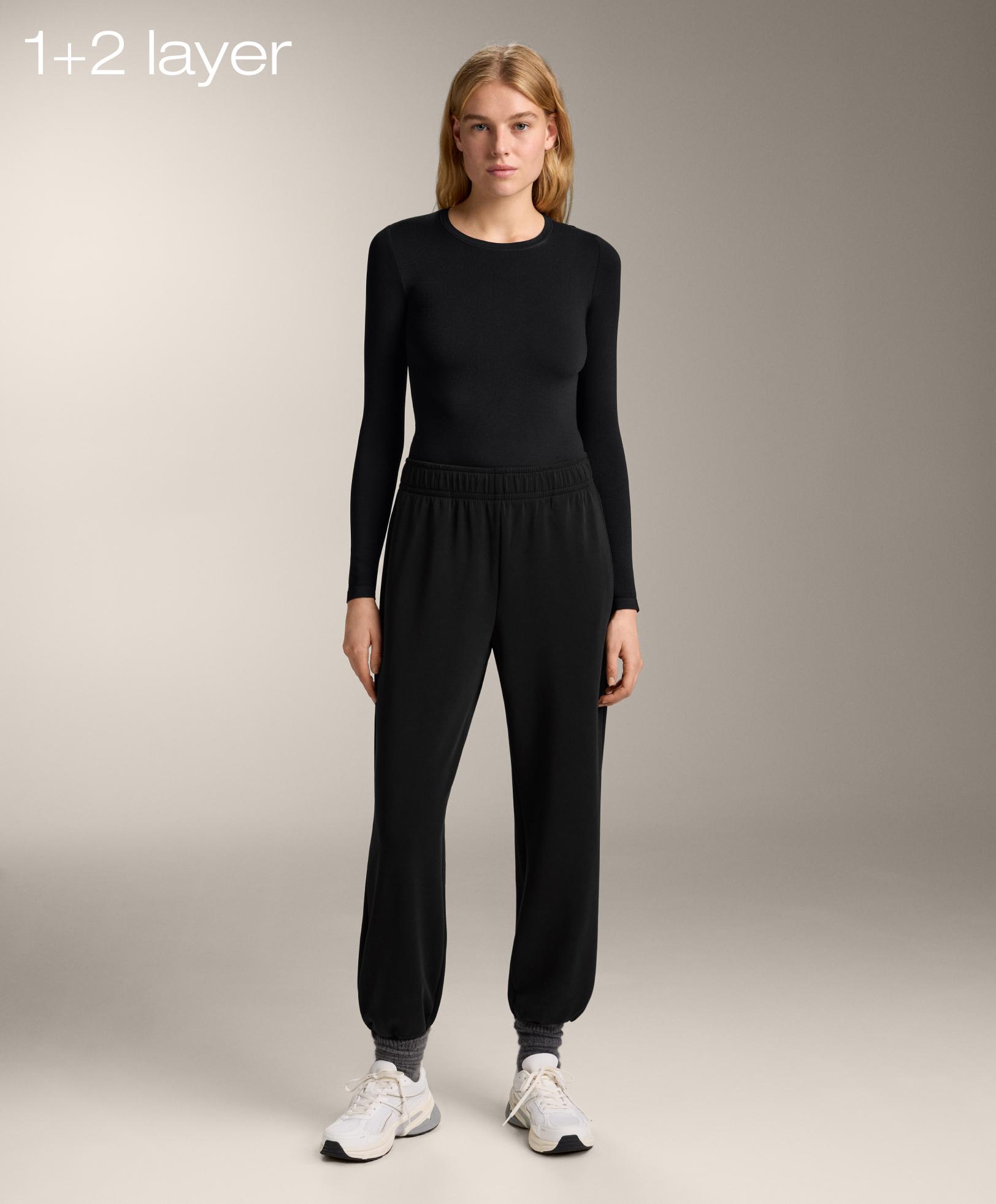 Total look 1+2 layer black modal trousers