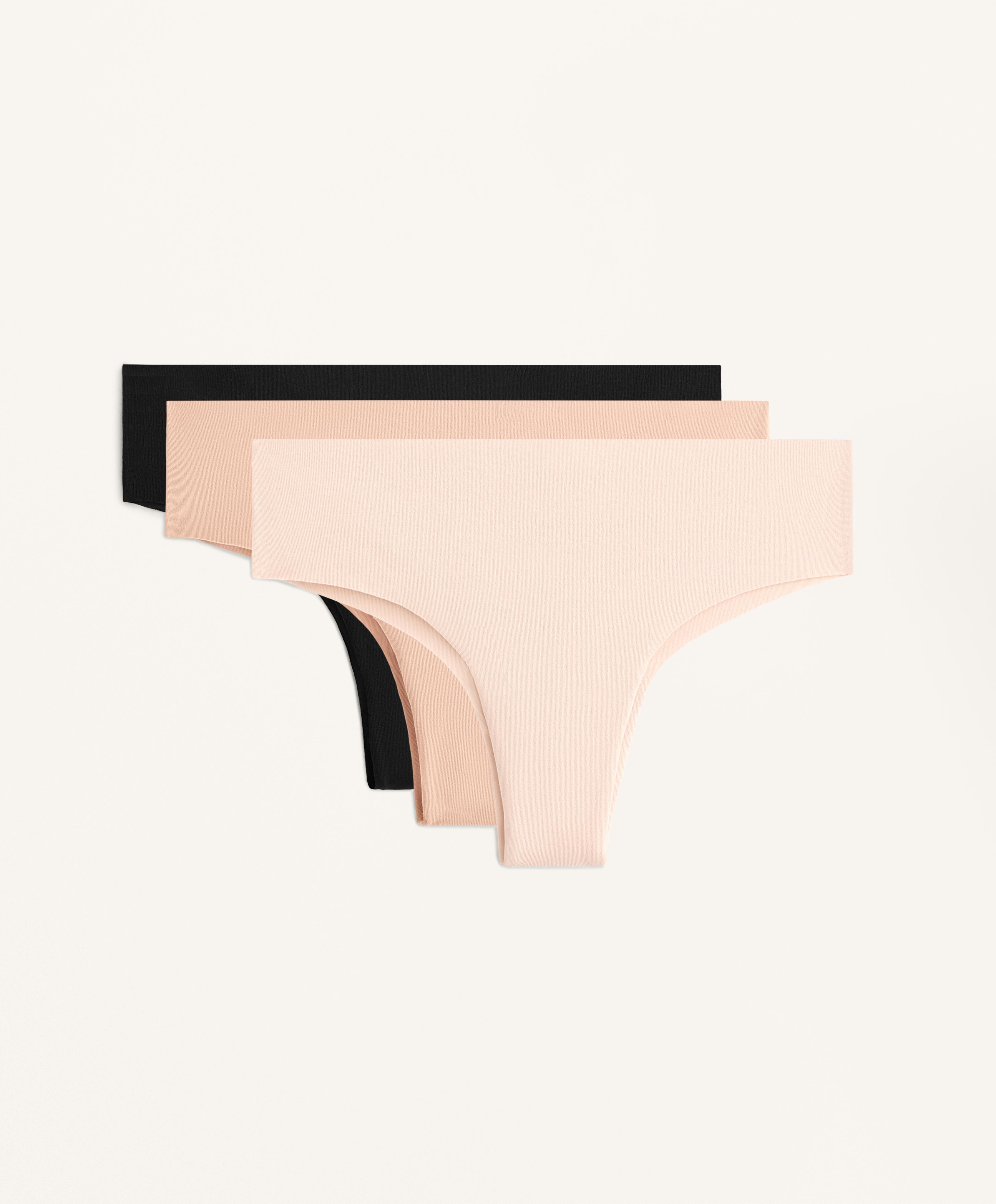 3 invisible cotton blend Brazilian briefs