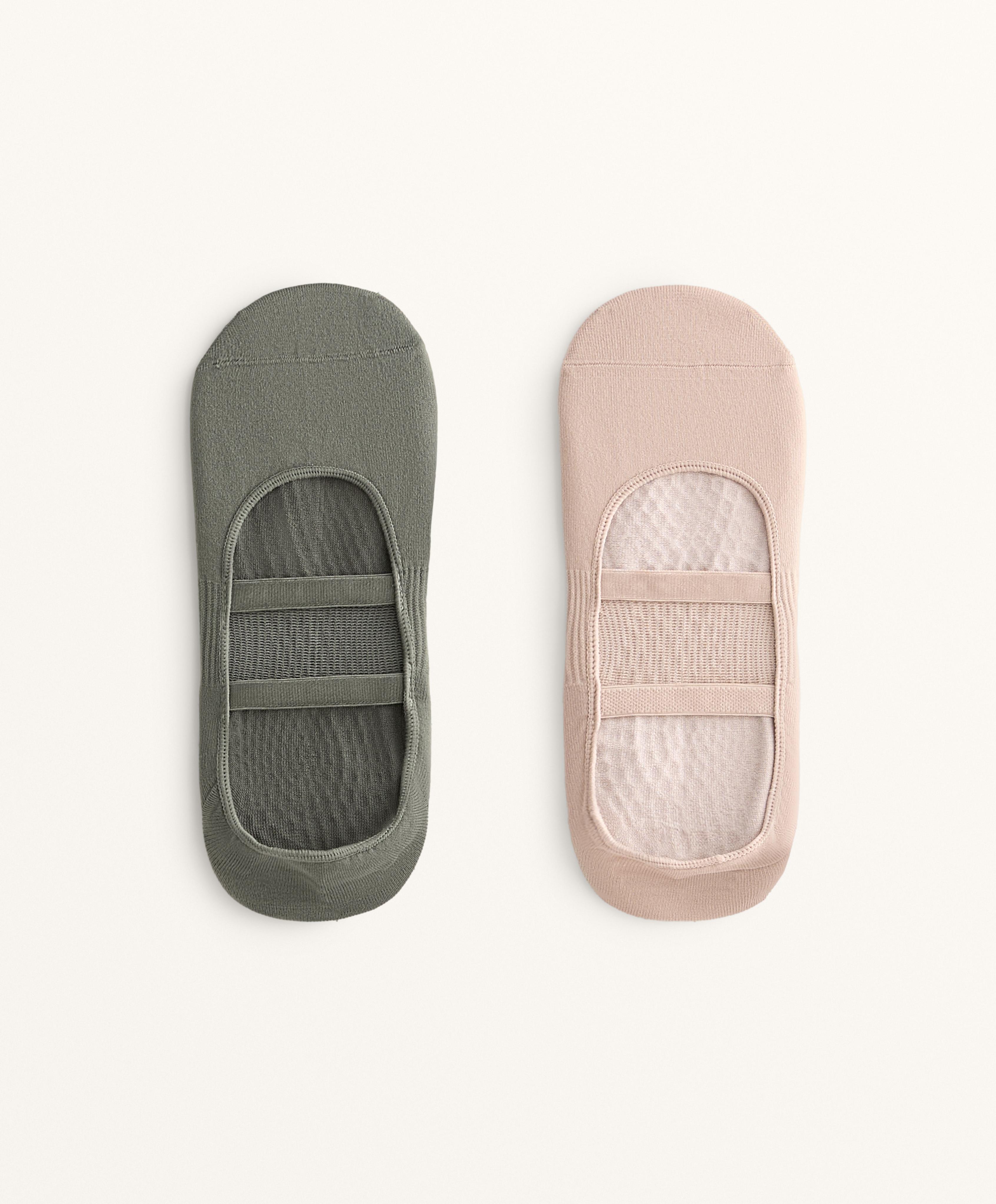 2 pairs of yoga and Pilates socks, polyamide blend, parallel straps