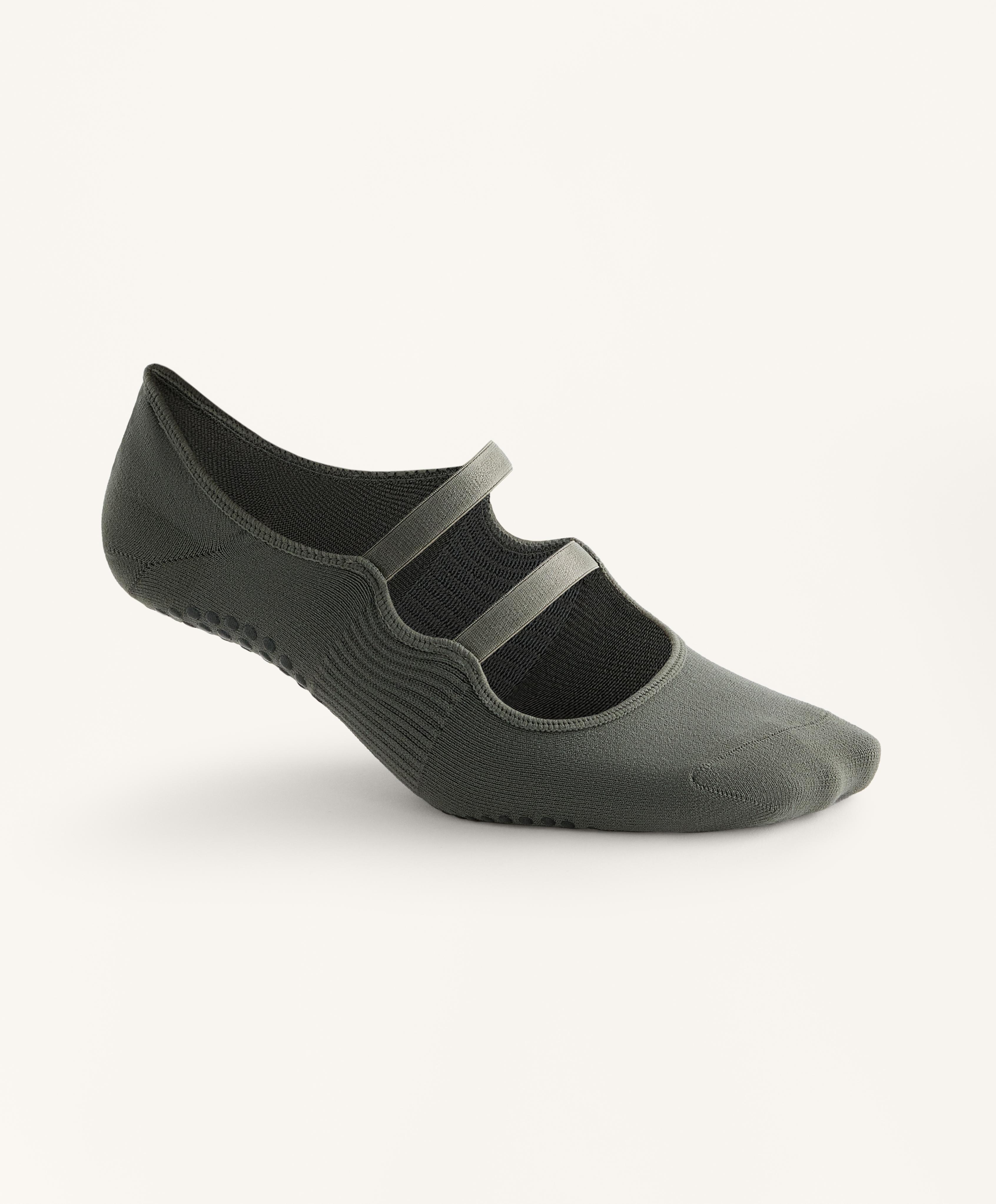 2 pairs of yoga and Pilates socks, polyamide blend, parallel straps
