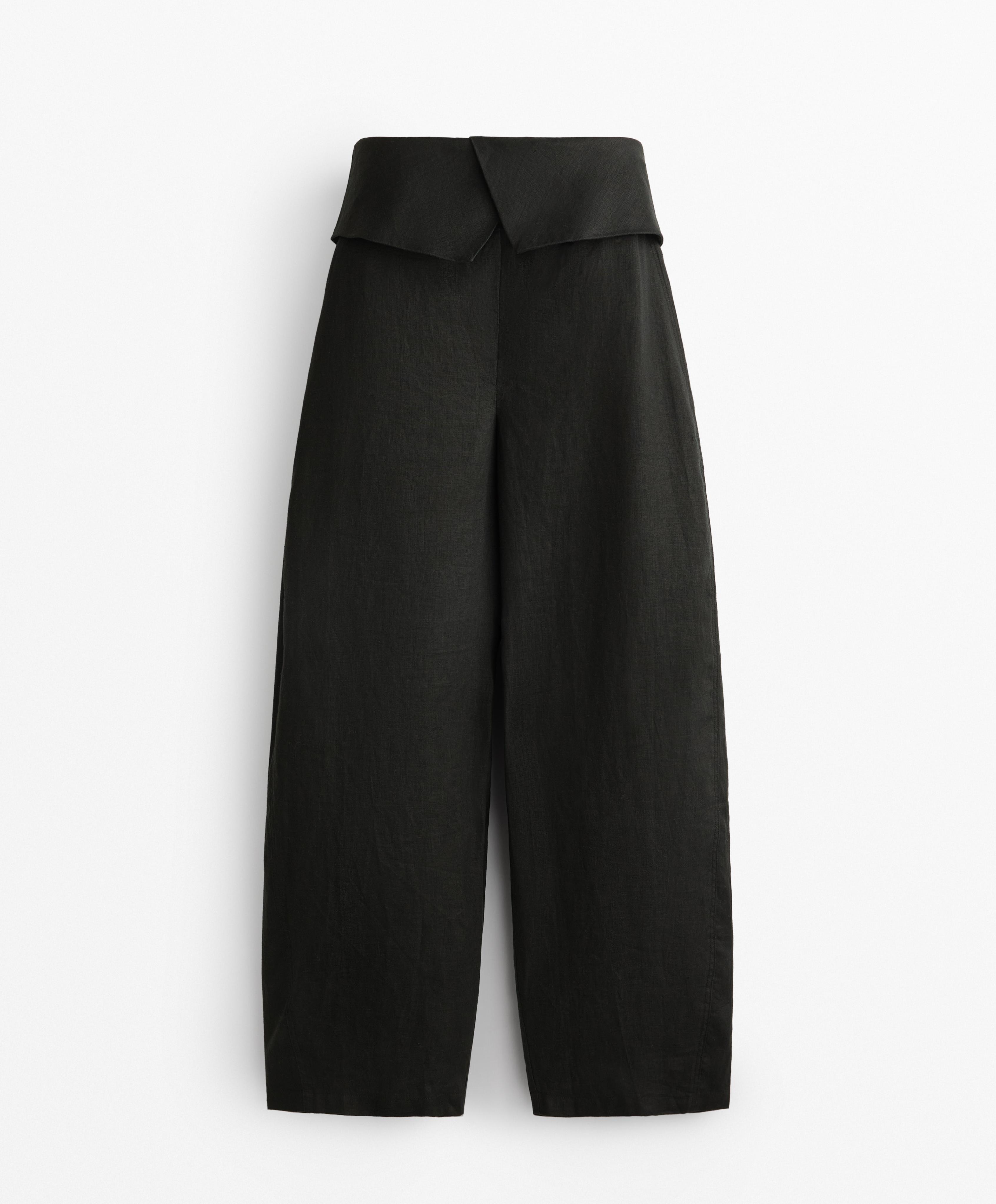 100% linen turn-up waistband trousers