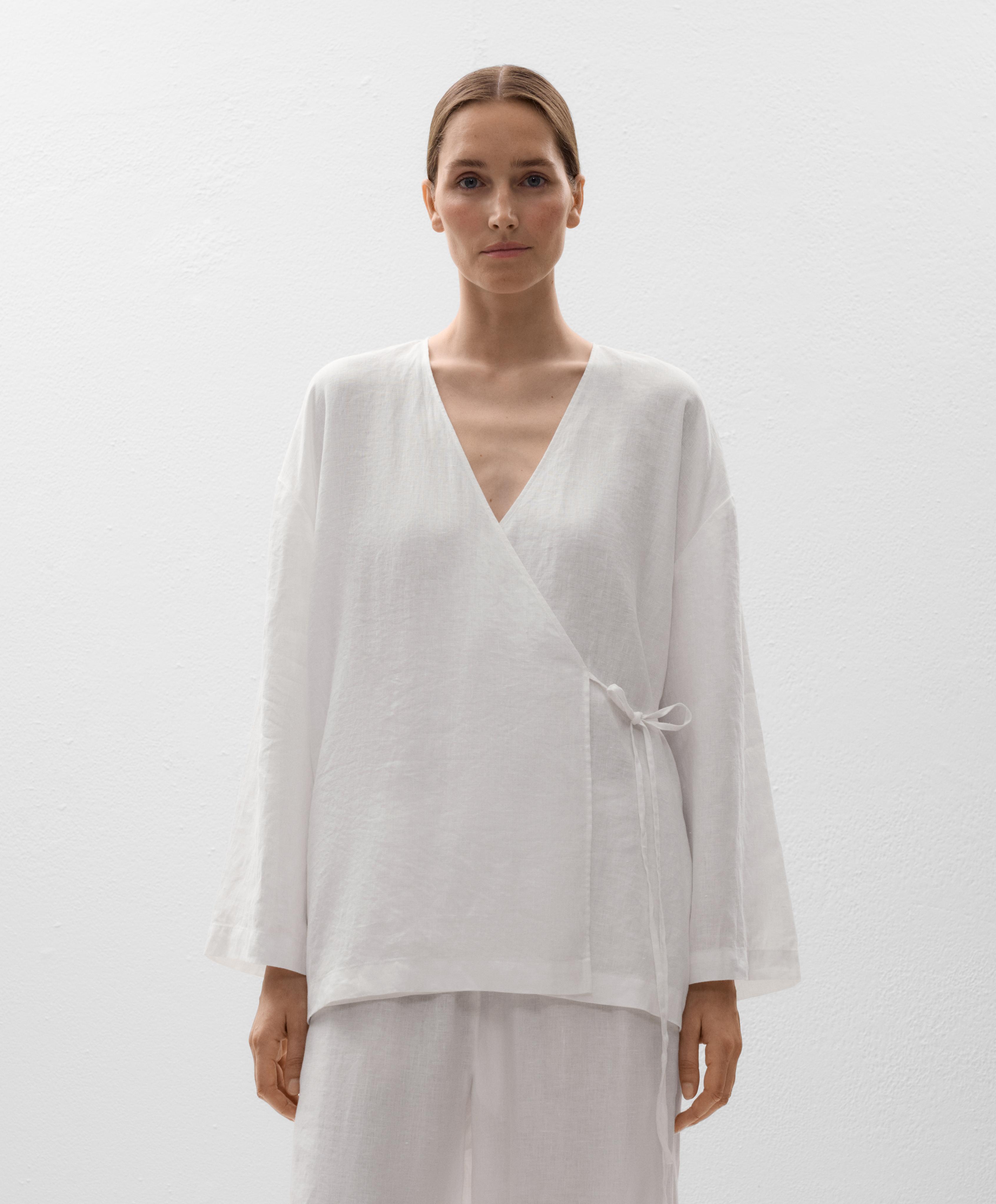 100% linen side tie kimono shirt